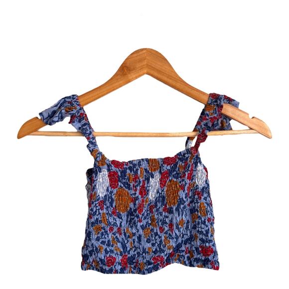 Floral Smocked Crop Top – Y2K Style Summer Tank - Picture 2 of 5